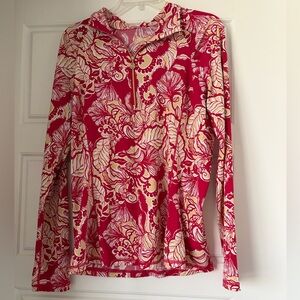 Lilly Pulitzer Justine Quarter Zip- Red Island Vibe
